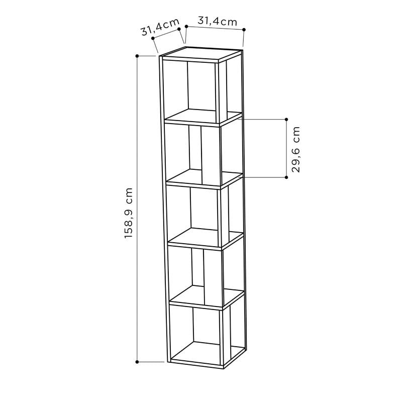 Biblioteca Pako World, Model de, 31.5x31.5x159 cm, Alb