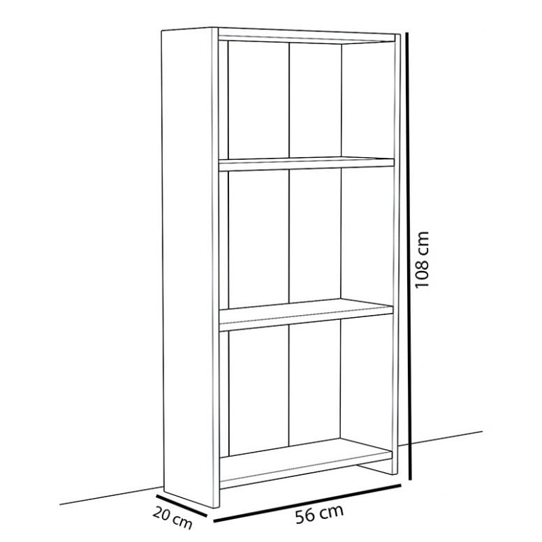 Biblioteca Pako World, Model Linet, 56x20x108 cm, Stejar sonoma/Alb