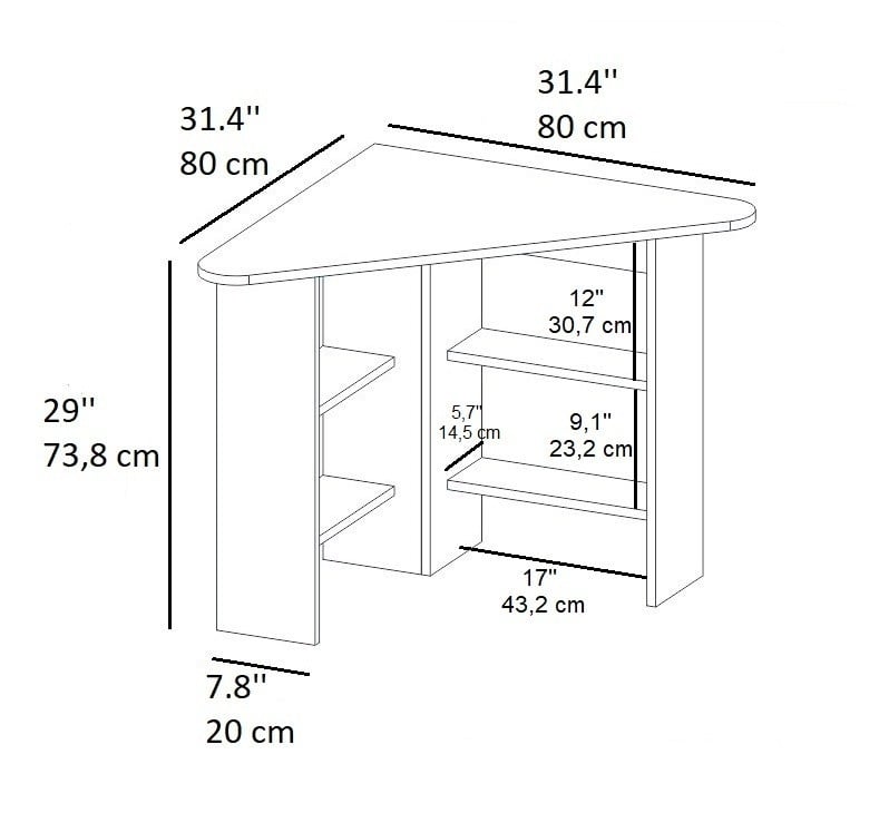 Birou Corner Nuc 80x73.8x80 cm