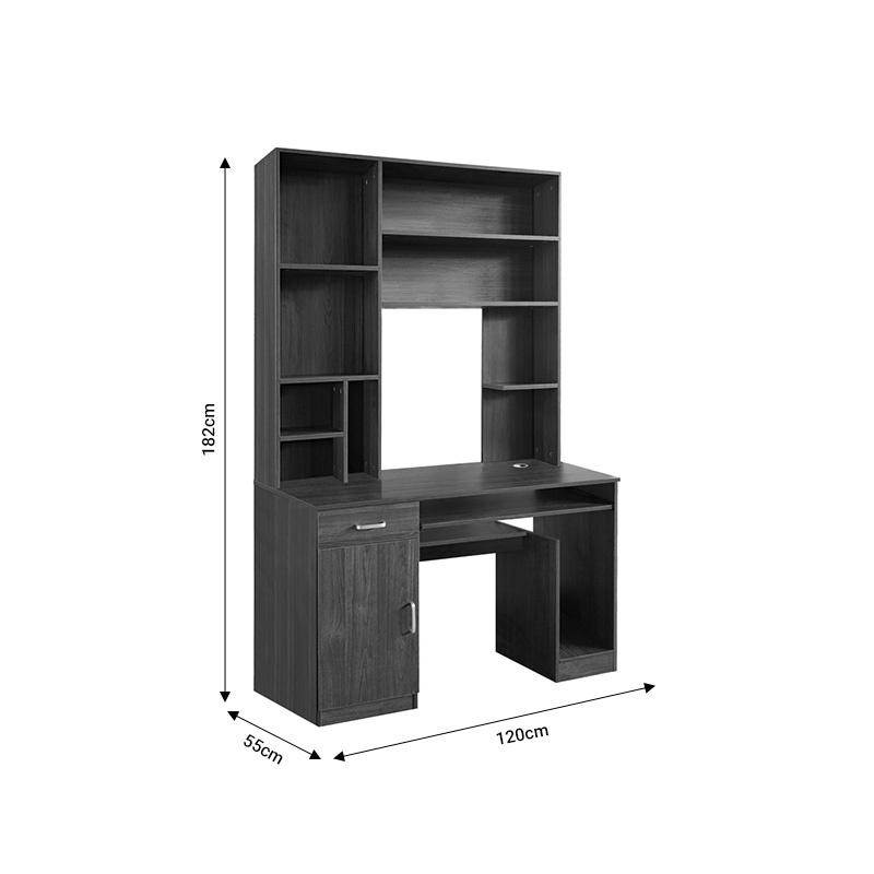 Birou cu biblioteca Model Novelty, Nuc, 120x55x182 cm - 3 | YEO