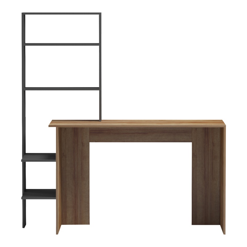 Birou cu rafturi Model Bivoro, Stejar/Gri, 146x55x129 cm - 2 | YEO