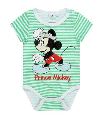 Body verde cu maneca scurta Mickey Mouse