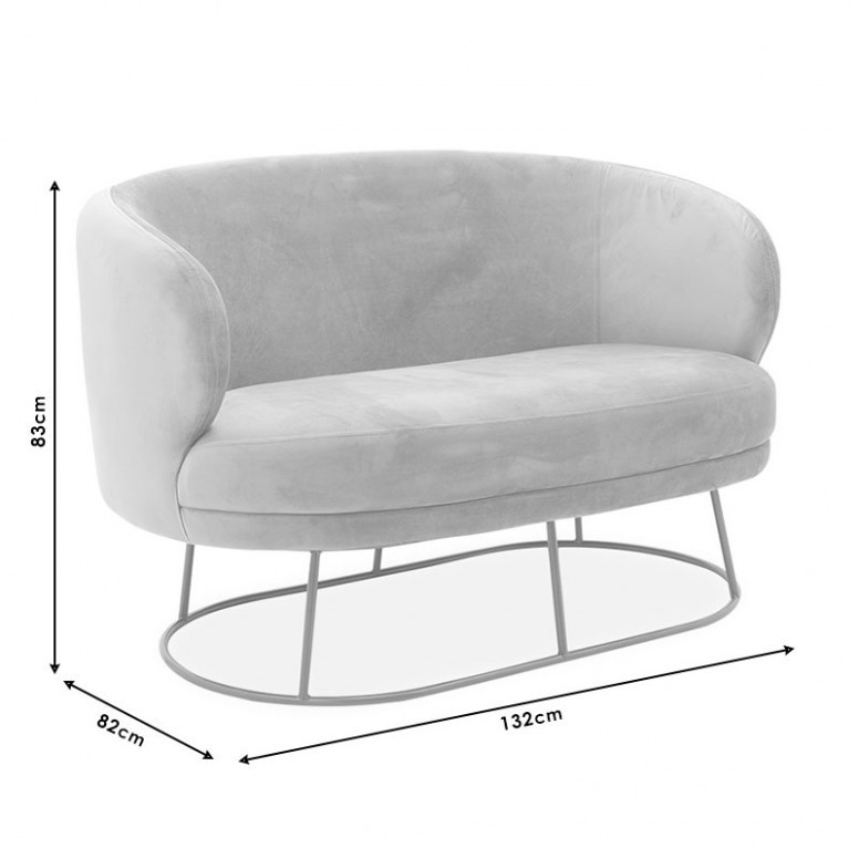 Canapea Gloria 2 Locuri Gri 132x82x83 cm