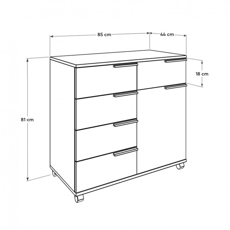 Comoda Model ADR-415, Alb lucios, 85x44x81 cm - 4 | YEO