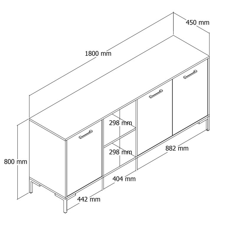 Comoda Model Aurora, Stejar, 180x45x80 cm - 4 | YEO