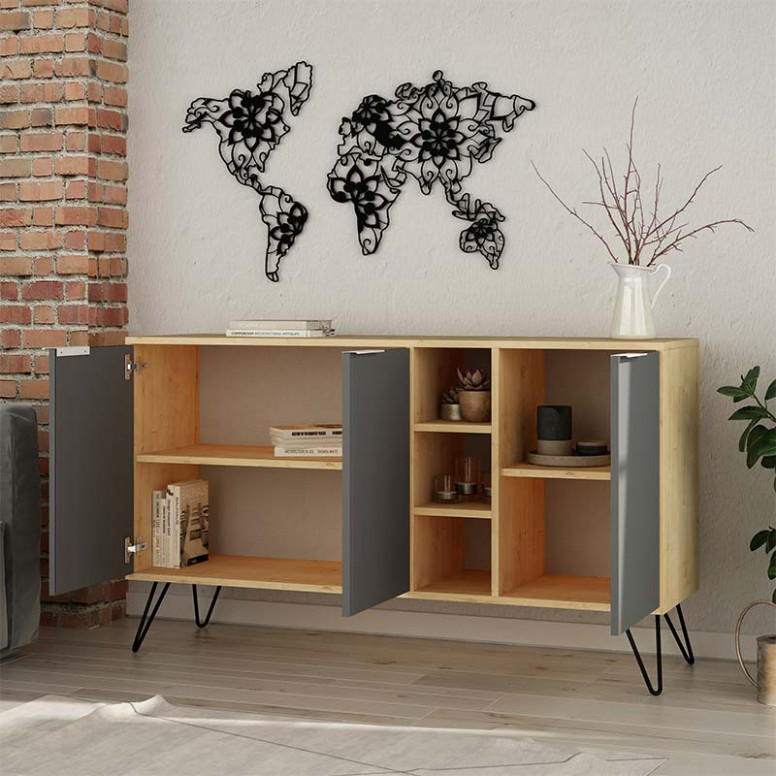 Comoda Model Clara, Stejar/Maro inchis, 142x35.5x82 cm - 2 | YEO