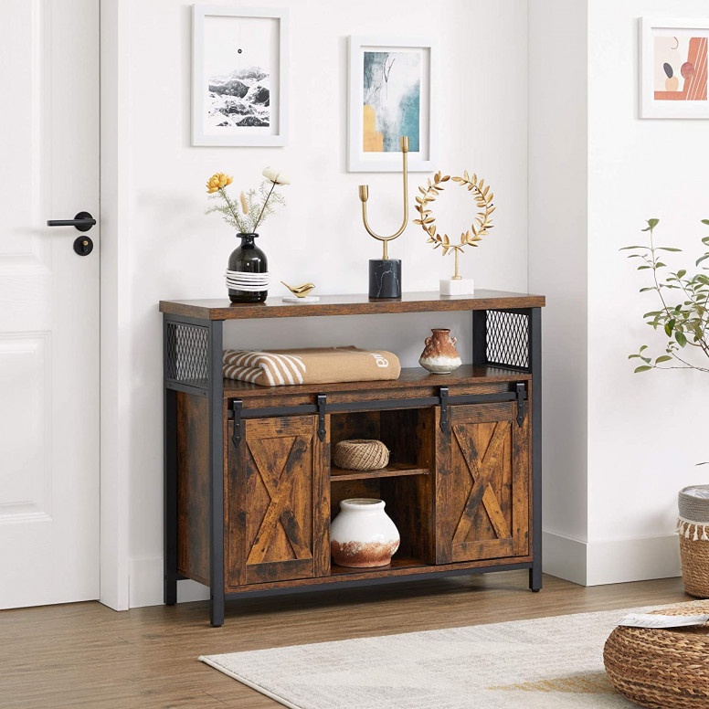 Comoda Model Judah, Maro rustic/Negru, 100x33x80 cm - 3 | YEO