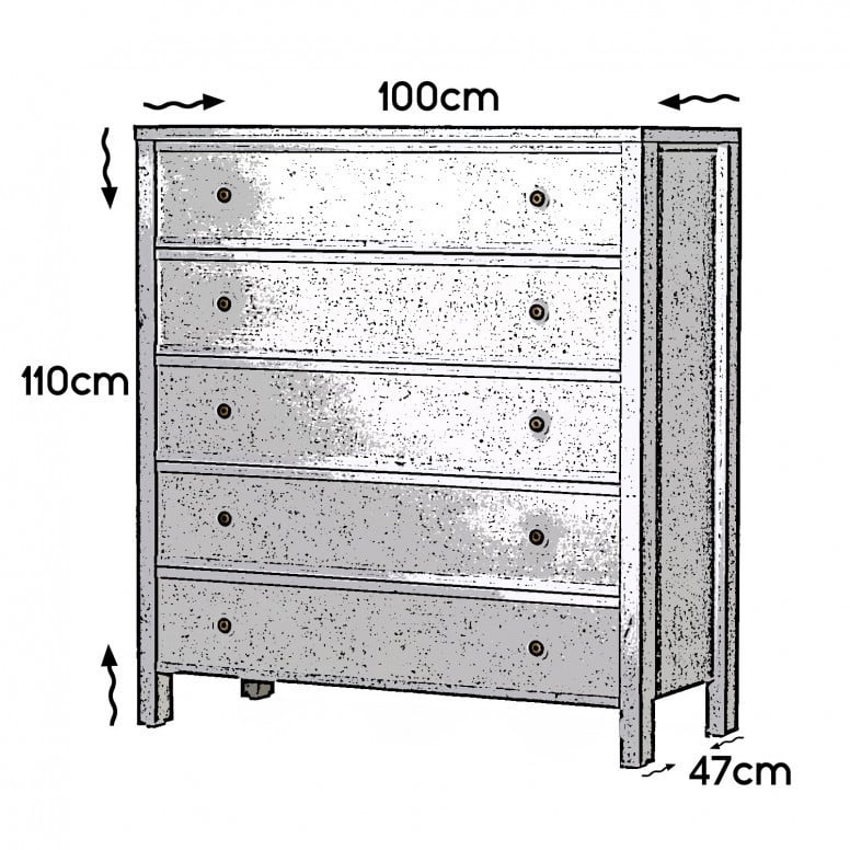 Comoda Model Rio, Alb, 100x47x110 cm