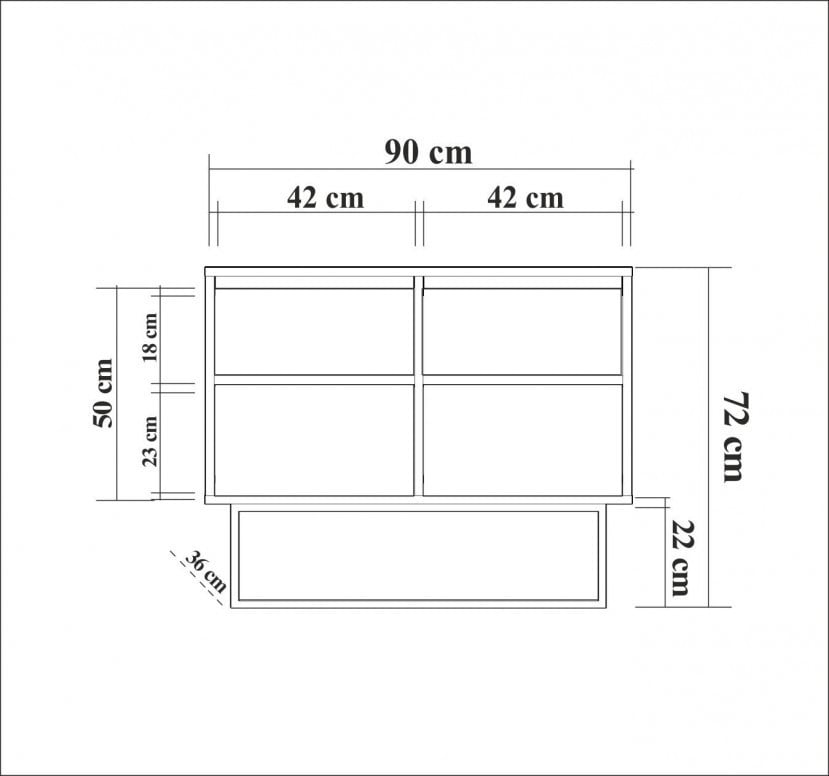 Comoda Model Zuri, Nuc/Negru, 90x36x72 cm