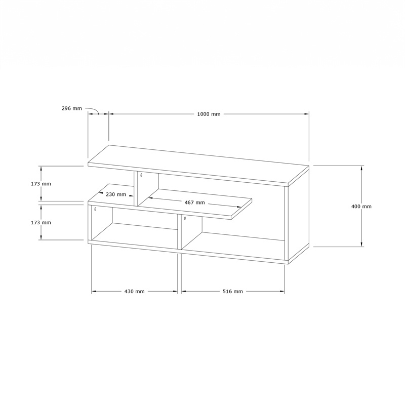 Comodă TV Model Waldo, Negru/Gri inchis, 100x29.5x40 cm - 3 | YEO