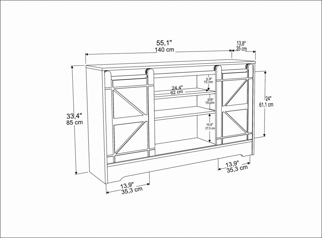 Comoda TV Salvador, Model Ahris, 140x85x35 cm, Gri/Alb - 1 | YEO