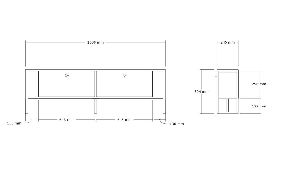 Comoda TV Salvador, Model Ahu, 160x50.4x24.5 cm, Stejar safir