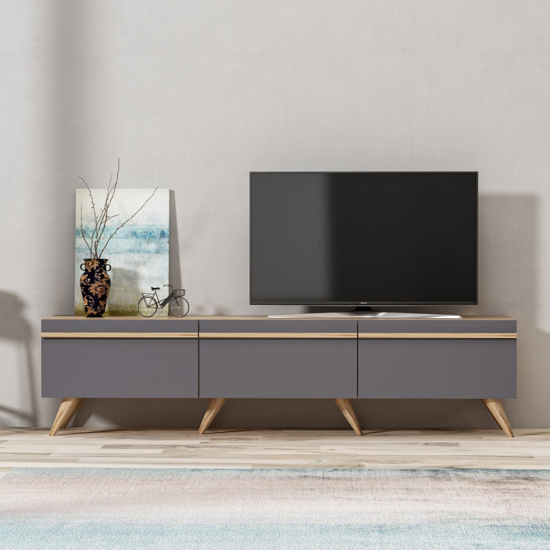 Comoda TV Salvador, Model Amsterdam, 180x42x35 cm, Antracit