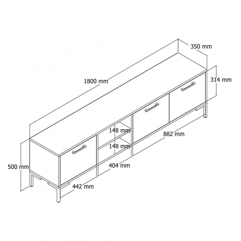 Comoda TV Salvador, Model Aurora, 150x52x34 cm, aaaa