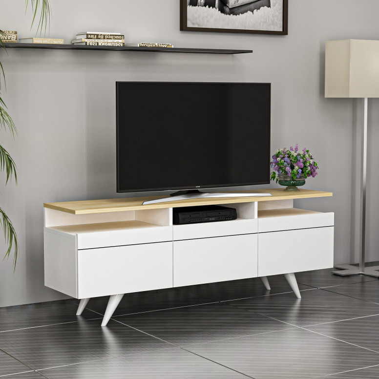 Comoda TV Salvador, Model Berlin, 150x52x35 cm, Alb - 1 | YEO