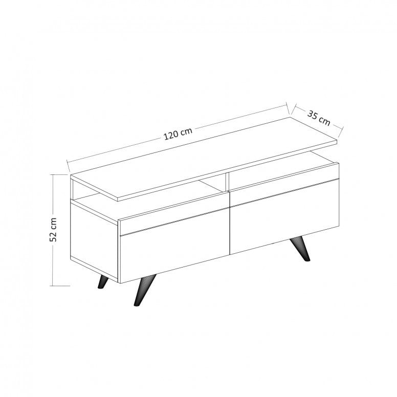 Comoda TV Salvador, Model Berlin120, 120x52x35 cm, Stejar/Alb