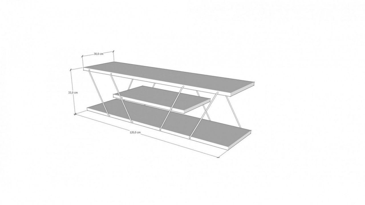 Comoda TV Salvador, Model Canaz, 120x33x30 cm, Galben - 3 | YEO
