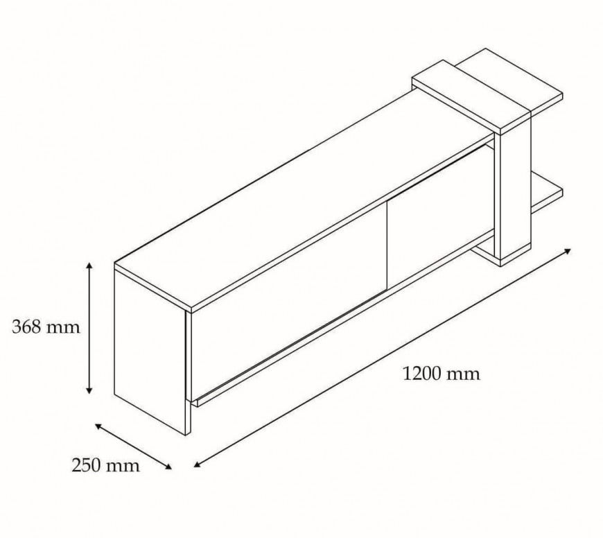 Comoda TV Salvador, Model Funda, 120x36.8x25 cm, Alb/Antracit