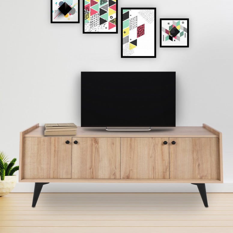 Comoda TV Salvador, Model Hanoi, 150x40x62 cm, Stejar