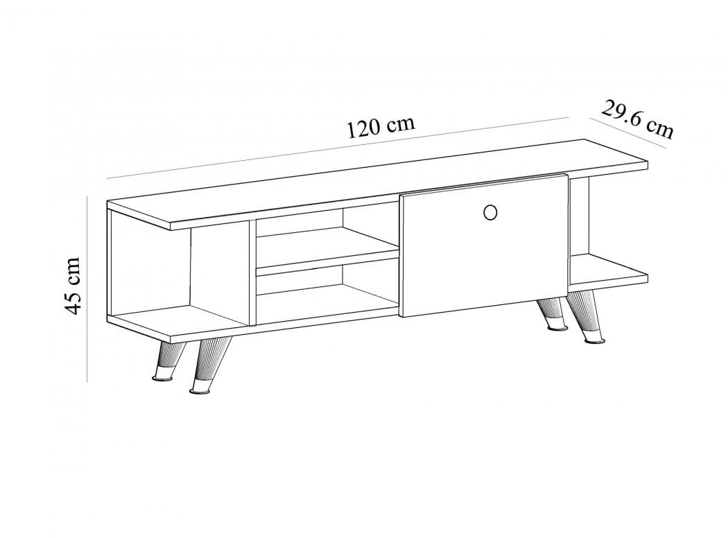 Comoda TV Salvador, Model İdil, 120x45x29.6 cm, Negru Marmorat/Alb