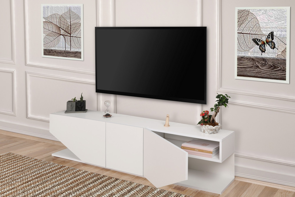 Comoda TV Salvador, Model İnci, 180x40x30 cm, Alb - 3 | YEO