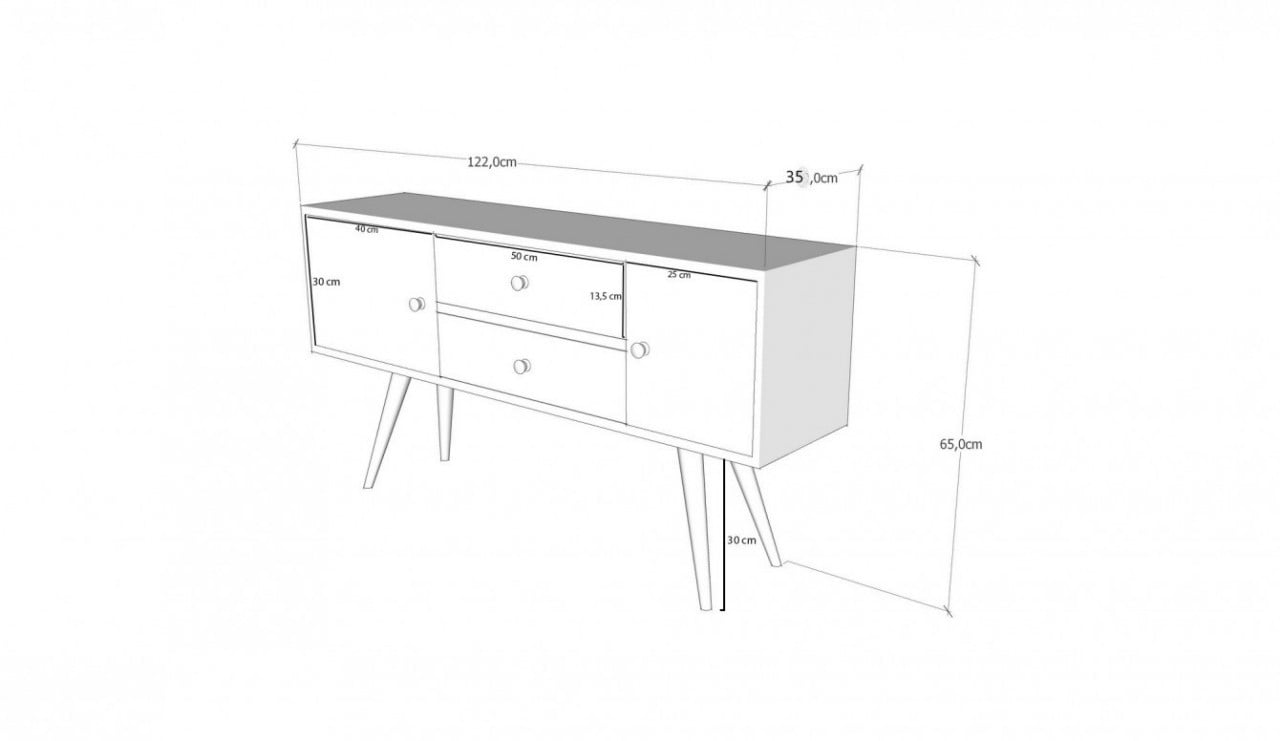 Comoda TV Salvador, Model Odense, 122x65x35 cm, Multicolor