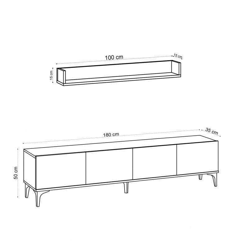 Comoda TV Salvador, Model Primo, 180x50x35 cm, Stejar safir