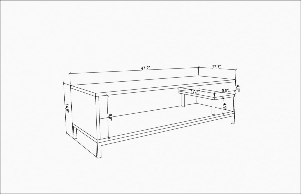 Comoda TV Salvador, Model Reilly, 120x37.6x44.6 cm, Alb/Antracit