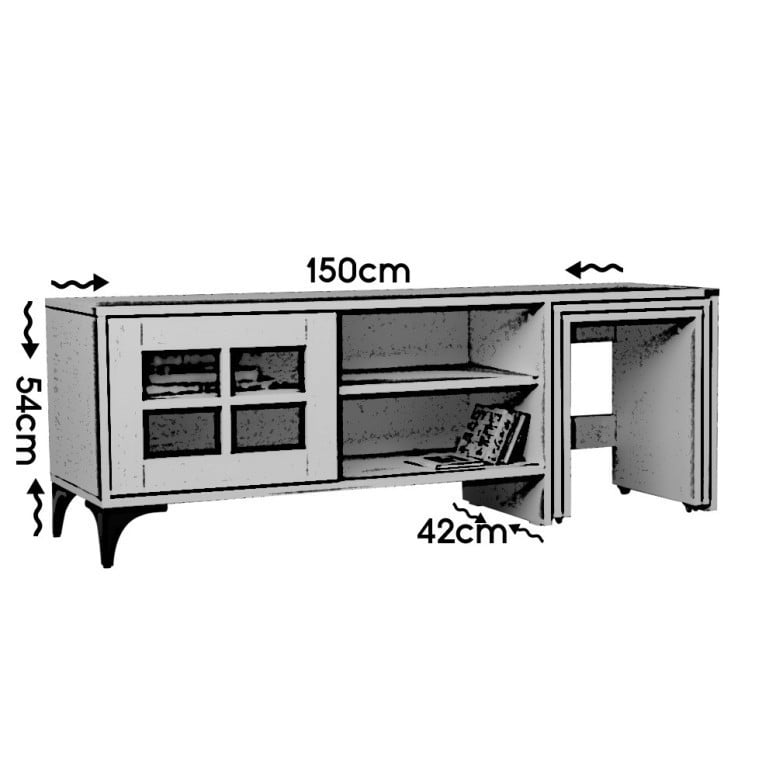 Comoda TV Salvador, Model Revival, 150x54x42 cm, Stejar