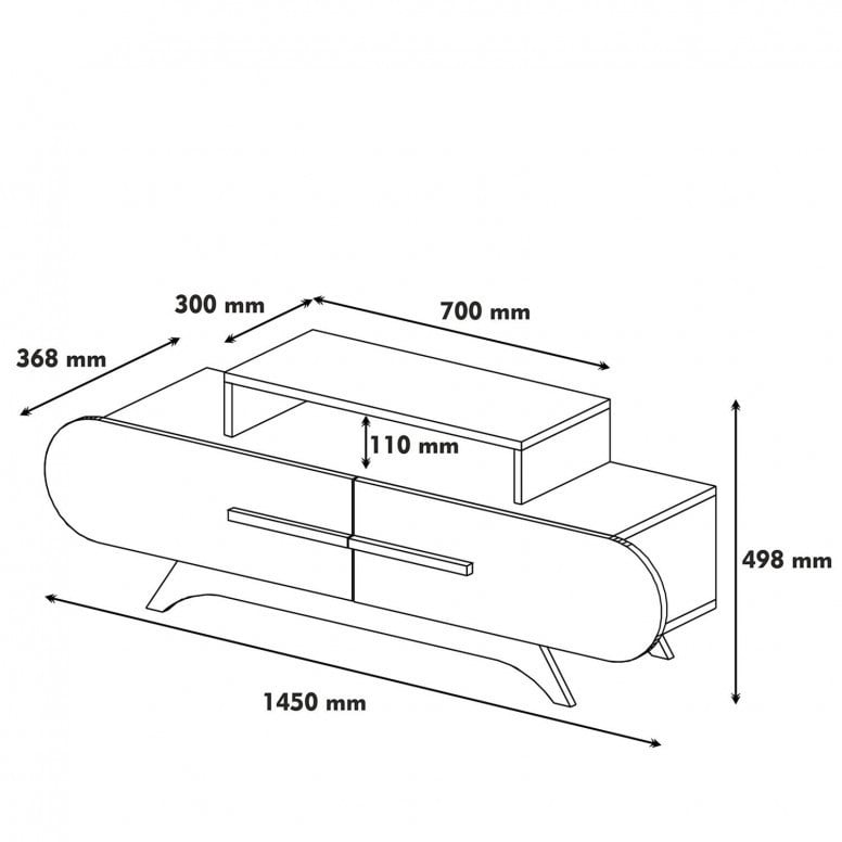 Comoda TV Salvador, Model Rose, 145x49.8x36.8 cm, Nuc/Crem