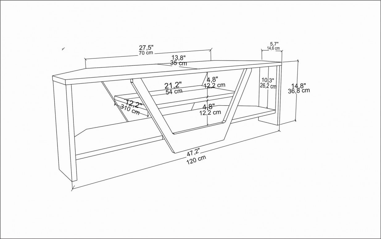 Comoda TV Salvador, Model Sares, 120x36.8x35 cm, Nuc/Negru