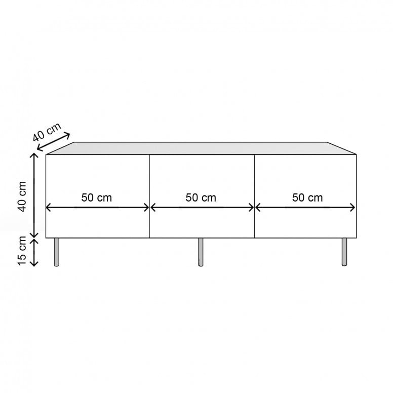 Comoda TV Salvador, Model Sezer-L3015, 150x40x40 cm, Stejar/Alb