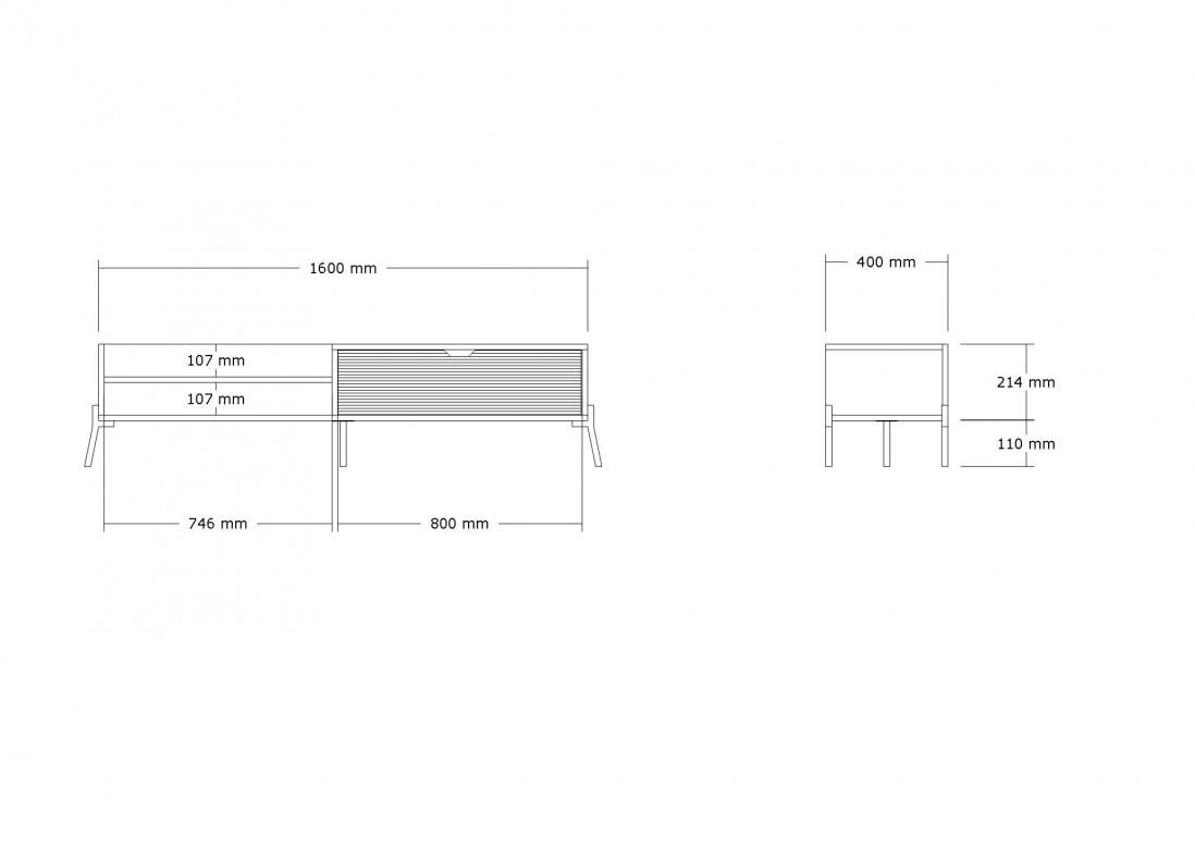 Comoda TV Salvador, Model Trezza, 160x36x40 cm, Stejar safir/Antracit