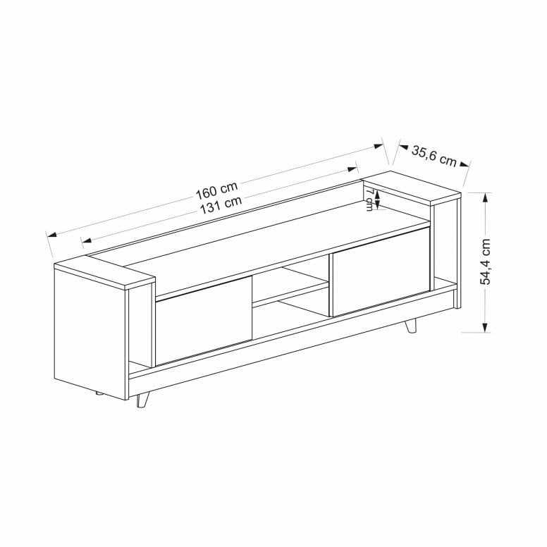 Comoda TV Salvador, Model Tyler, 160x48.6x35 cm, Antracit/Stejar