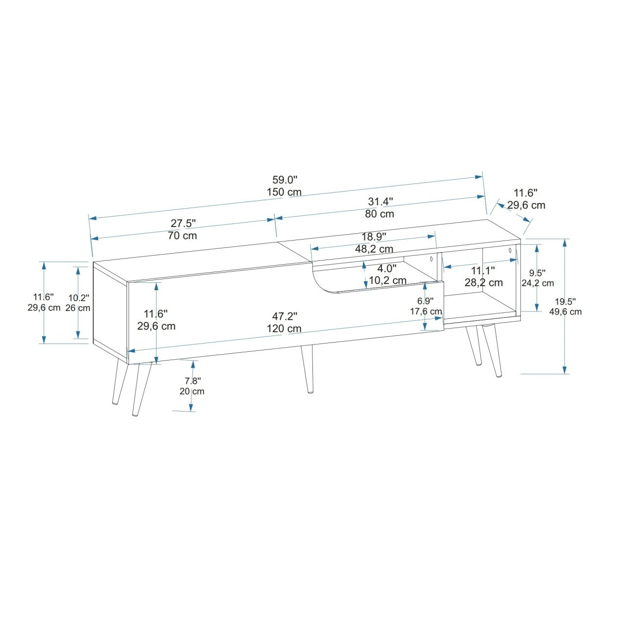 Consola TV Alba Verde 150x29.6x49.6 cm