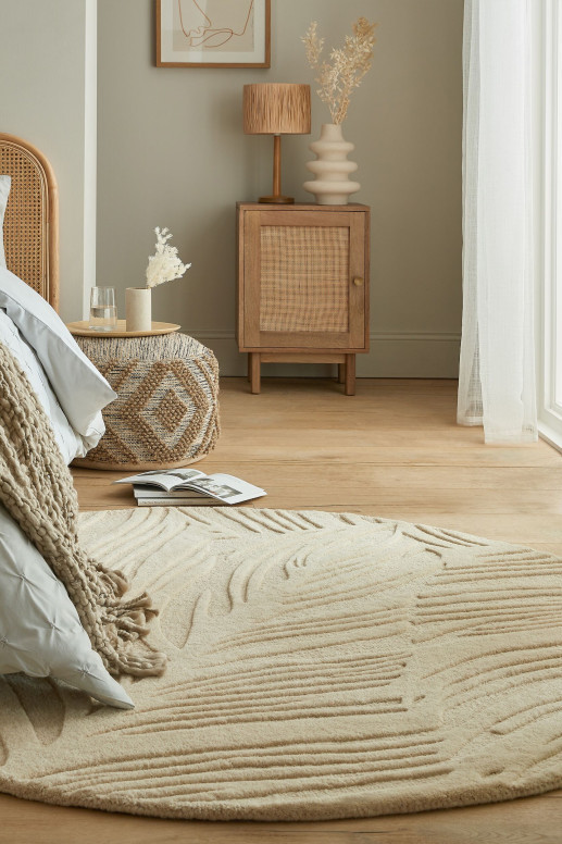 Covor Lino Leaf Natural 160X160 cm, rotund, Flair Rugs