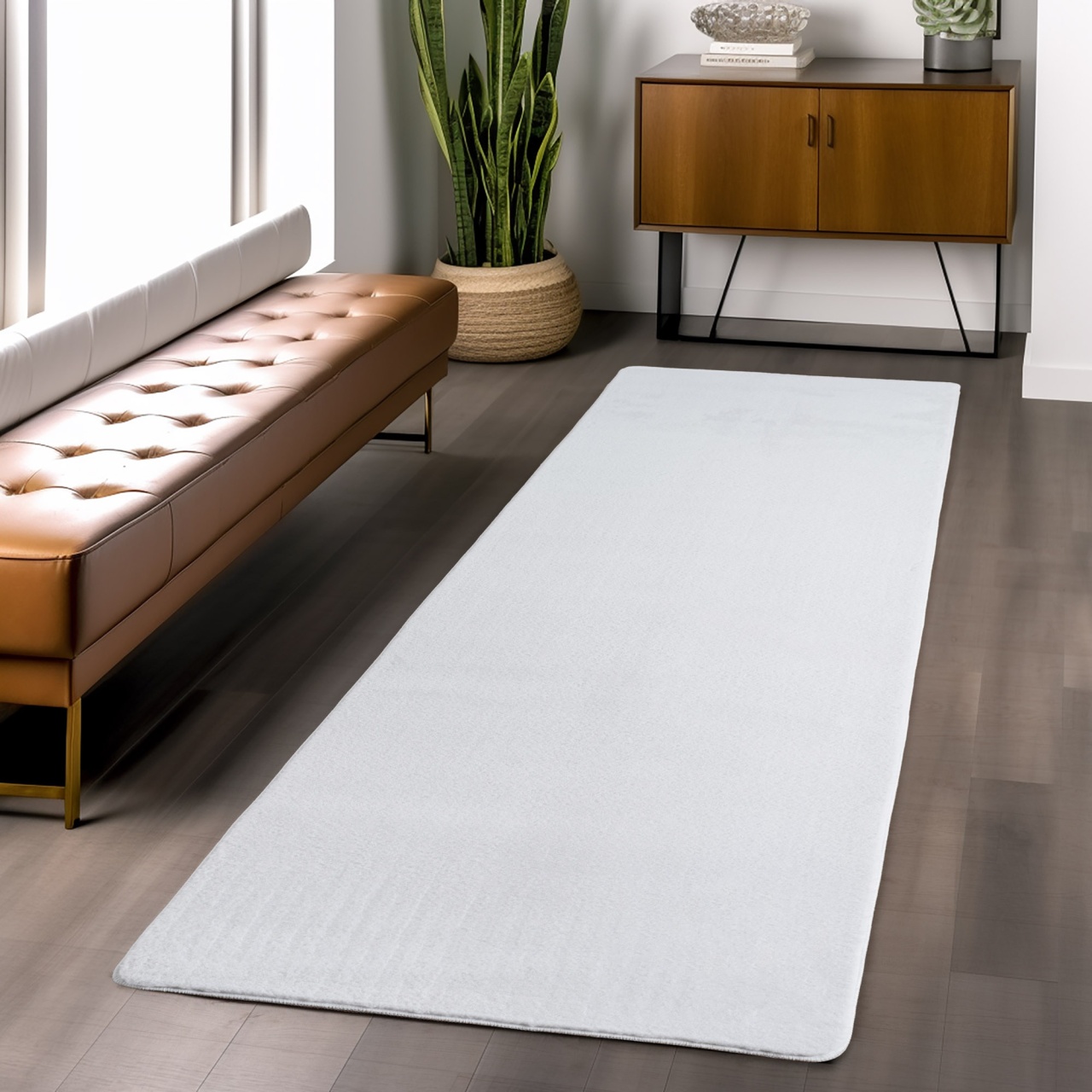 Covor traversa Joy Alb, 80 x 150 cm