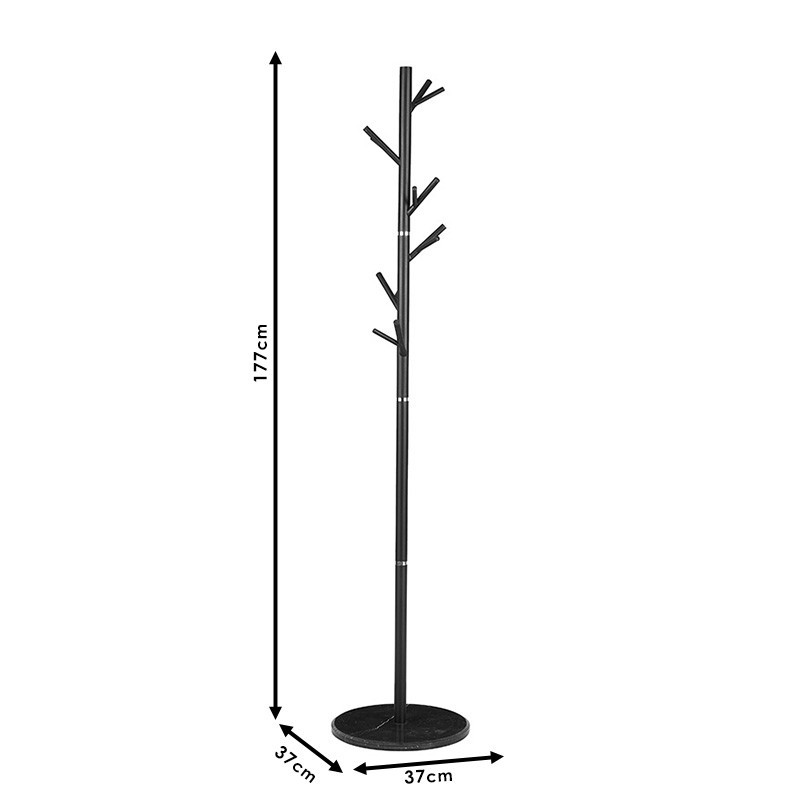 Cuier tip pom Model Marietta, Negru, 37x37x177 cm - 3 | YEO