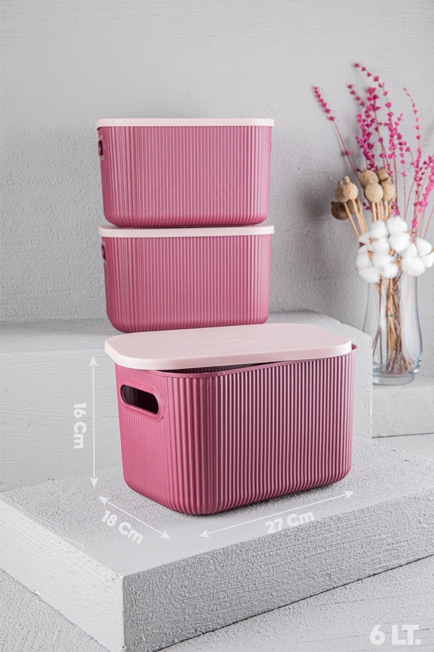 Cutie de depozitare LVA Roz 27x16.5x18.7 cm - 3 | YEO
