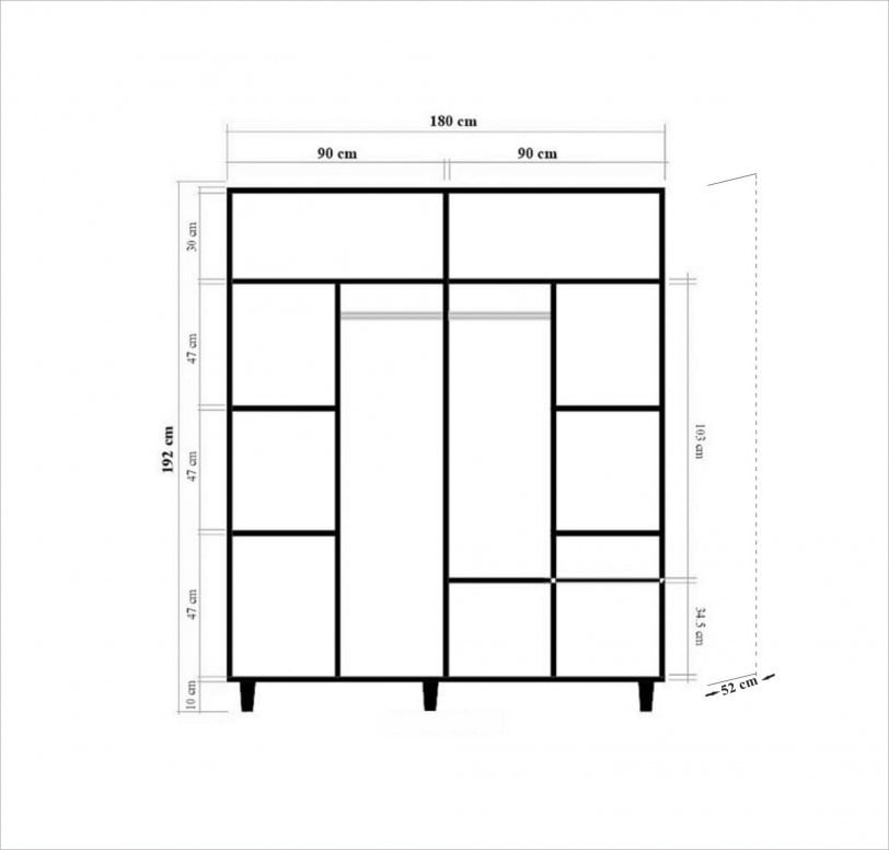 Dulap haine Model Imaj-122, Stejar/Maro, 180x52x192 cm