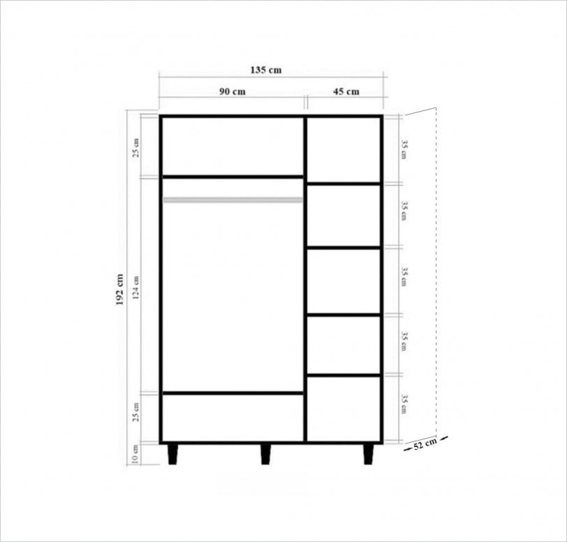 Dulap haine Model Mode-123, Stejar sonoma , 135x52x192 cm