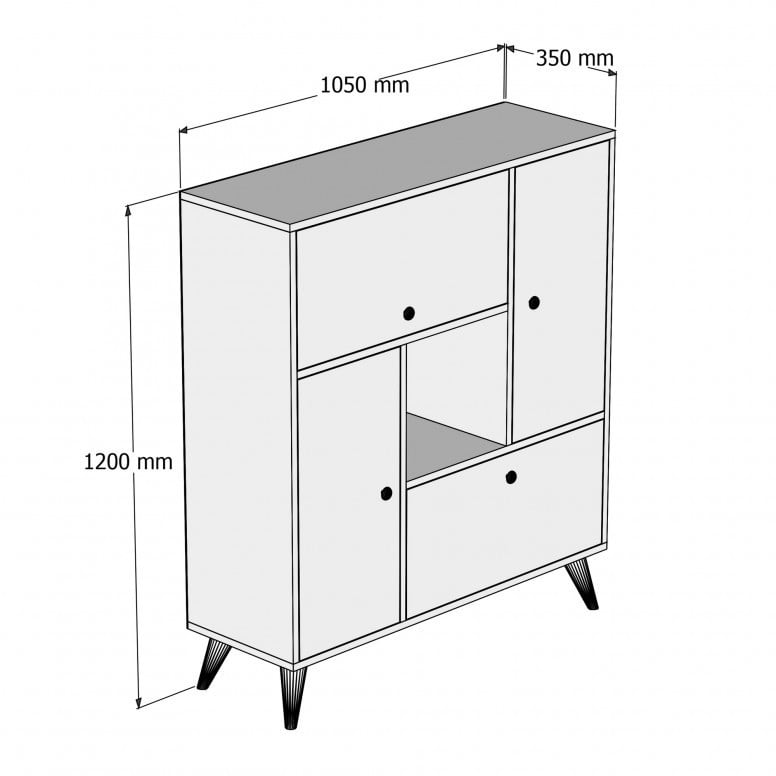 Dulap multifunctional Model Hercules, Alb/Nuc, 105x35x120 cm