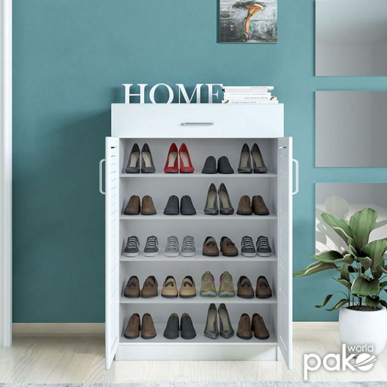 Dulap Pantofi Model Lilith, Alb, 80x37x123 cm - 2 | YEO