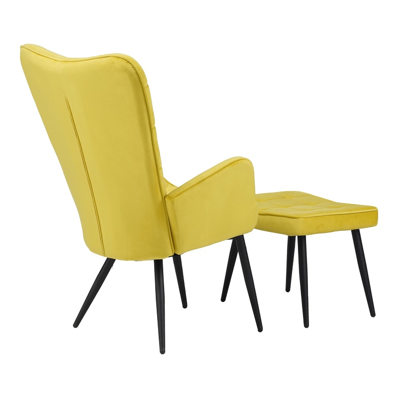 Fotoliu cu suport picioare Model Dorita, Galben/Negru, 68.5x76x103 cm - 1 | YEO