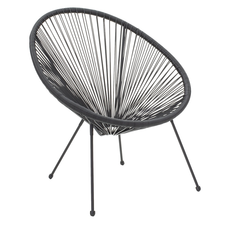 Fotoliu de exterior, Model Acapulco, culoare negru, metal si poliratan, 71x76x85 cm - 1 | YEO