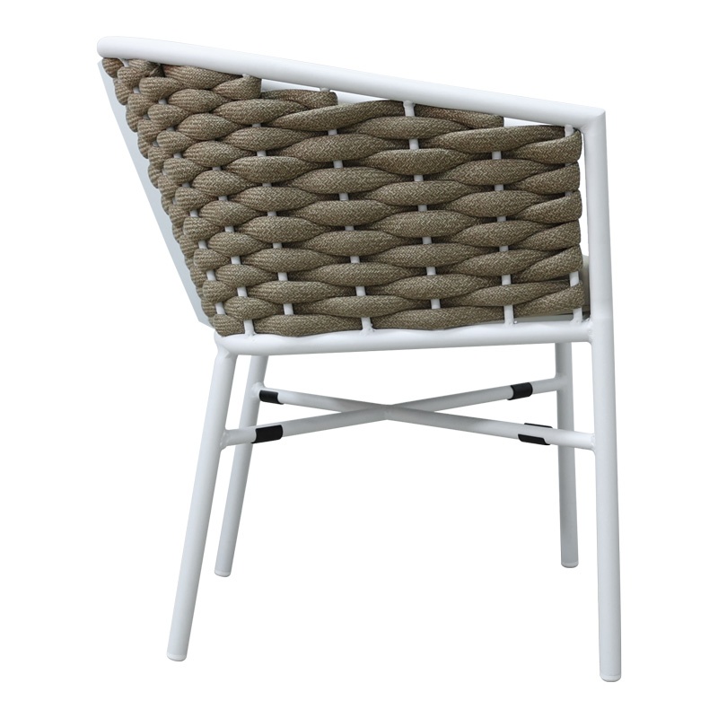Fotoliu de grădină Model Noevo, Alb/Natural, 57x62x77 cm - 2 | YEO