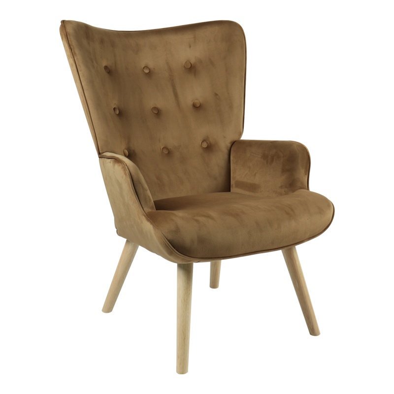 Fotoliu Model Fluffy, Maro taupe/Natur, 75x69x96 cm