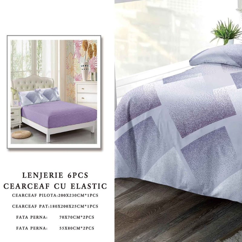 Lenjerie cu Elastic 180x200 cm, Lela 6 Piese (Finet) - 1 | YEO