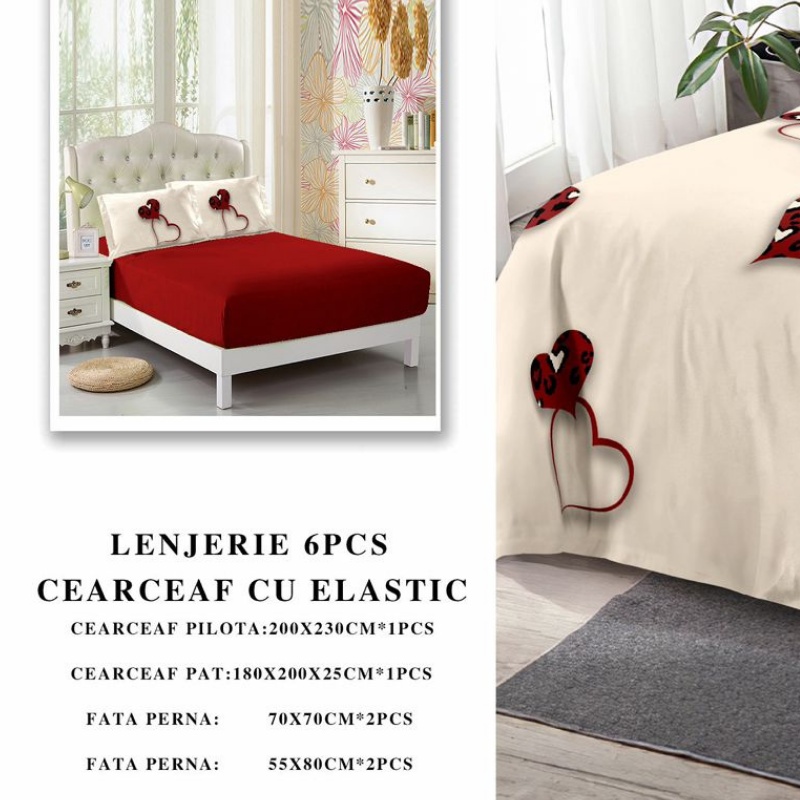 Lenjerie cu Elastic 180x200 cm, Lovina 6 Piese (Finet) - 1 | YEO