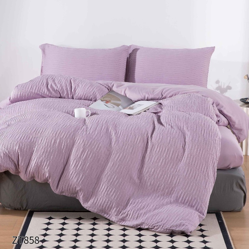 Lenjerie cu elastic 180x200cm, Creponata, Chrissie V3 Lavanda (Finet)